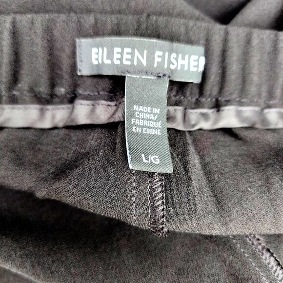 Eileen Fisher Relaxed Georgette Crepe Elastic Waist Ankle Flowy Dress Pants Sz L - Picture 5 of 8